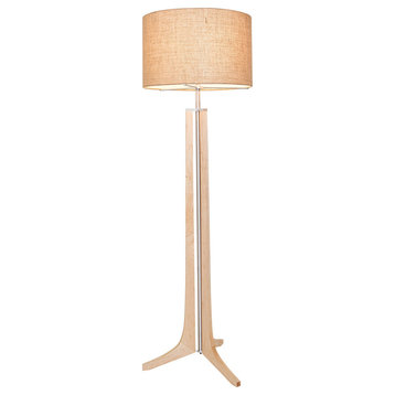 Forma - LED Floor Lamp - Burlap Shade, Wood: Maple, Black Anodized Aluminum