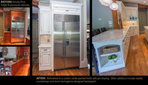 Kitchen Transformation Knotty Pine To Smooth White Painted Finish