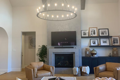 Living room - farmhouse living room idea in Dallas