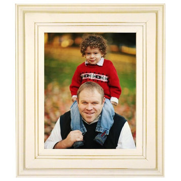 8x10 White Painted Picture Frame, Easelback For Shelf Display