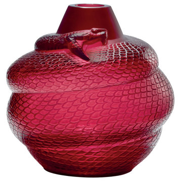 Lalique Serpent Vase Red