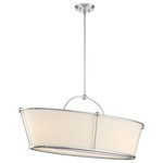 Eurofase - Pulito 6-Light Pendant in Brushed Nickel - This 6-Light Pendant From Eurofase Comes In A Brushed Nickel Finish.It Measures 14" High X 38" Long X 16" Wide. This Light Uses 6 E12 Bulb(S). Dry Rated. Can Be Used In Dry Environments Like Living Rooms Or Bedrooms.  This light requires 6 ,  Watt Bulbs (Not Included) UL Certified.