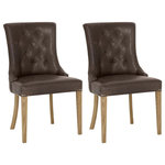 Bentley Designs - Westbury Oak Upholstered Arm Chairs, Espresso, Set of 2 - Westury Rustic Oak Upholstered Espresso Faux Leather Arm Chair (Pair) is part of a versatile and stylish dining range beautifully crafted in Rustic Oak. The range offers a variety of tables, chairs and cabinets, featuring bespoke handles, classically styled turned legs and Blum soft-closing drawer runners.