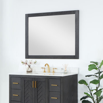 Ivy Rectangular Bathroom Wood Framed Wall Mirror, Brown Oak, 48"