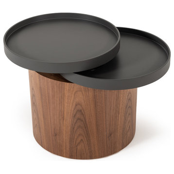 Modrest Bascom Modern Walnut End Table With Swivel Top