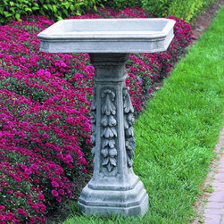 Longwood Floral Pedestal Bird Bath - Bird Baths