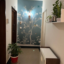 Aura in the Garden Blue Chinoiserie Wallpaper - Wallpaper