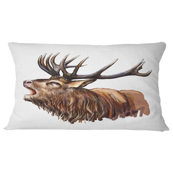 Deer Head Illustration Art Animal Throw Pillow, 12"x20"