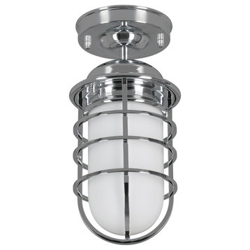 Design House 588954 Seaton 5"W Semi-Flush Lantern Ceiling Fixture - Polished