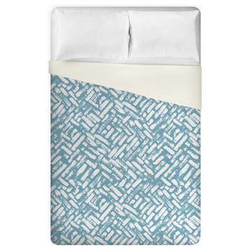 Blue Distressed Brush Strokes Queen/Full Brushed Poly Duvet