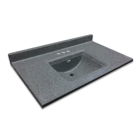 Transolid Savannah 31"x22" Single Bowl Vanity Top, Midnight Chrome