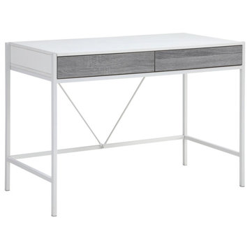 Loft Lyfe Anisa Desk, 2 Storage Drawers, White/Gray