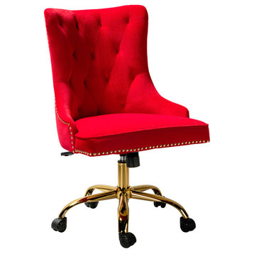 Swivel Task Chair,Velvet Office chair, Red