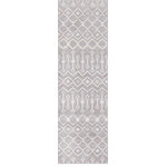 Unique Loom - Rug Unique Loom Moroccan Trellis Light Gray Runner 2'6x8'2 - With pleasant geometric patterns based on traditional Moroccan designs, the Moroccan Trellis collection is a great complement to any modern or contemporary decor. The variety of colors makes it easy to match this rug with your space. Meanwhile, the easy-to-clean and stain resistant construction ensures it will look great for years to come.