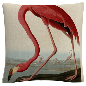 John James Audubon 'American Flamingo' Decorative Throw Pillow