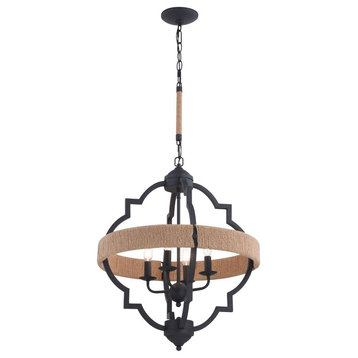 Vaxcel P0308 Beaumont 4-Light Pendant in Farmhouse and Cage Style 24.5 Inches Ta