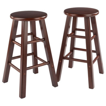 Winsome Element 24" Transitional Solid Wood Counter Stool in Walnut (Set of 2)
