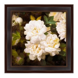 White Flowers Framed Canvas Wall Art - Paintings