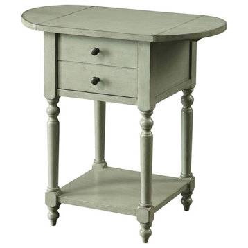Bowery Hill Wood Drop-Leaf Side Table in Antique Gray Finish