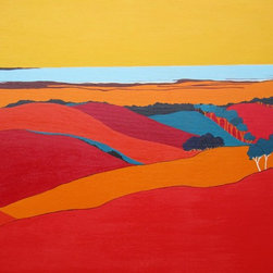 Patchwork HIlls by Marian Quigley - Artwork