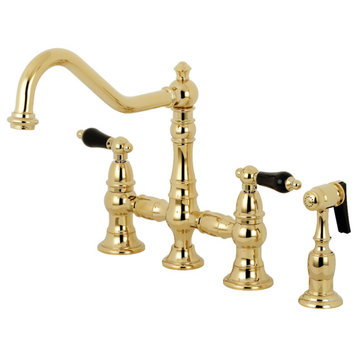 KS3272PKLBS Duchess Bridge Kitchen Faucet With Brass Sprayer, Polished Brass