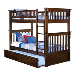Colorado Twin over Twin Bunk Bed with Trundle in Antique Walnut - Bunk Beds