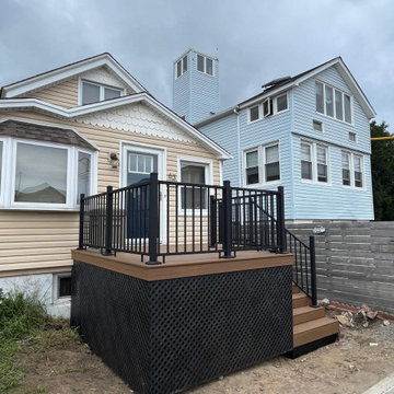 Side View of the Elegant Entryway Deck and Stairs