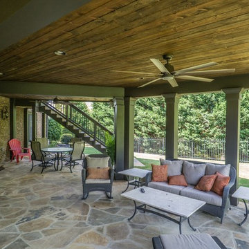 Watertight deck with T&G ceiling and pvc wrapped columns.
