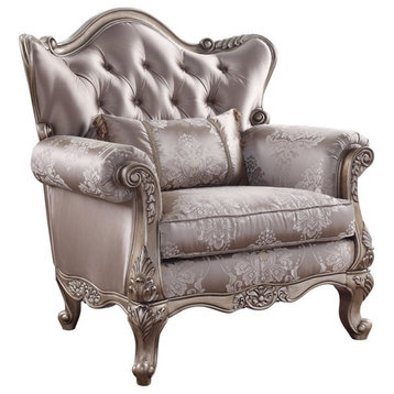 Catania Modern Fabric Tufted Chair with 1 Pillow in Champagne Beige