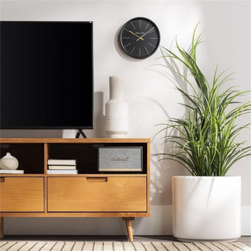 Mid Century Modern TV Stand | 70" Caramel Wood Low Media Console