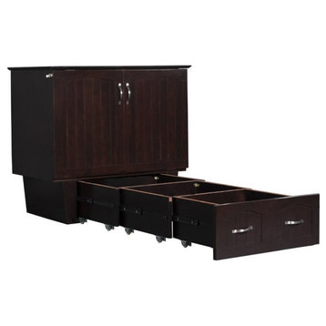 Nantucket Twin Murphy Bed Chest with Mattress and Built-in Charger in Espresso
