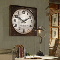 Uttermost Warehouse Wall Clock with Grill - Products