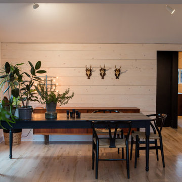 A large dining table to accommodate up to eight.