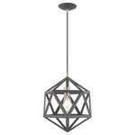 Livex Lighting - Livex Lighting 41328-76 Geometric Shade - 13" One Light Mini Pendant - You don't have to be a whiz in math class to see tGeometric Shade 13"  Scandinavian Gray Sc *UL Approved: YES Energy Star Qualified: n/a ADA Certified: n/a  *Number of Lights: Lamp: 1-*Wattage:60w Medium Base bulb(s) *Bulb Included:No *Bulb Type:Medium Base *Finish Type:Scandinavian Gray