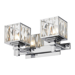 Golden Lighting Neeva 2-Light Bath Fixture in Chrome with Faceted Crystal Glass - Products