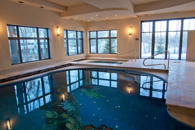 Design ideas for a traditional swimming pool in Calgary.