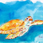 Betsy Drake - Brown Sea Turtle Door Mat 30x50 - These decorative floor mats are made with a synthetic, low pile washable material that will stand up to years of wear. They have a non-slip rubber backing and feature art made by artists Dick Hamilton and Betsy Drake of Betsy Drake Interiors. All of our items are made in the USA. Our small door mats measure 18x26 and our larger mats measure 30x50. Enjoy a colorful design that will last for years to come.