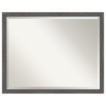 Pinstripe Plank Grey Thin Beveled Wall Mirror - 30 x 24 in.