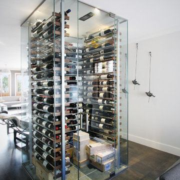 Glass wine cellar in the living room -1-