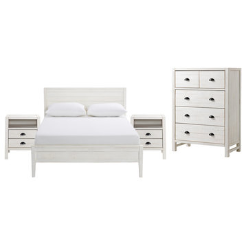 Windsor4-Piece Bedroom Set With Panel, Driftwood White, Full