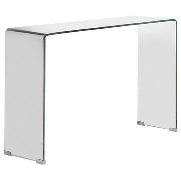 Benzara BM184942 Contemporary Style Minimal Clear Glass Sofa Table, Clear