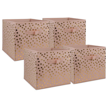 DII Nonwoven Polyester Cube Dots Millennial Pink/Gold Square, Set of 4