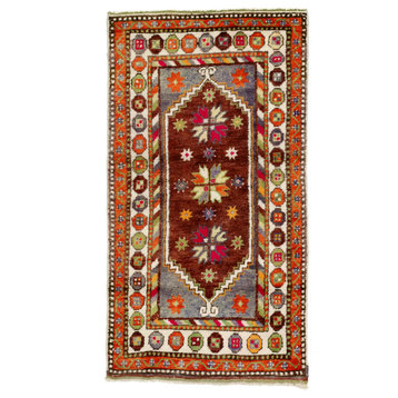 Colorful Vintage Turkish Oushak Rug, 02'06 x 04'06