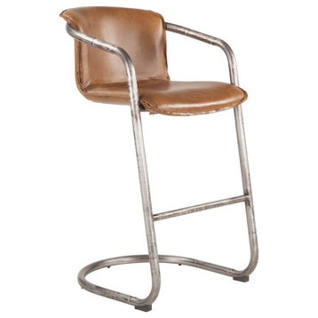 Chiavari Distressed Chestnut Leather Bar Chairs