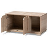 Lorrin Modern and Contemporary Oak 2-Door Wood Cat Litter Box Cover House
