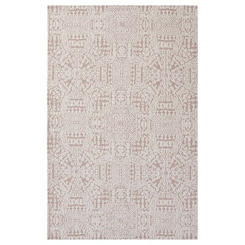 Javiera Contemporary Moroccan 8'x10' Area Rug, Ivory and Cameo Rose