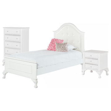 Jenna 3-Piece Bed Set, White, Twin