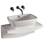 Whitehaus - Isabella Rectangular Above Mount Basin - Isabella Rectangular Above Mount Basin With Overflow And Center Drain And Matching Wall Mount Counter Top