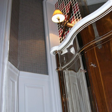 Powder rooms check fabric for walls