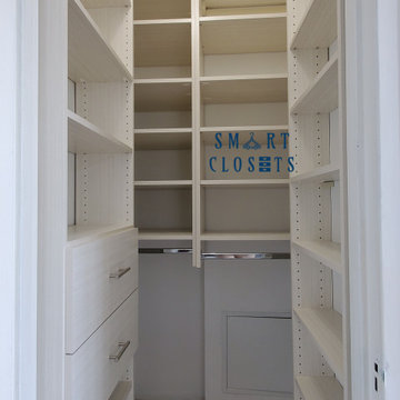 Small Space Walk -in Closet in Etched White Chocolate Finished By Smart Closets